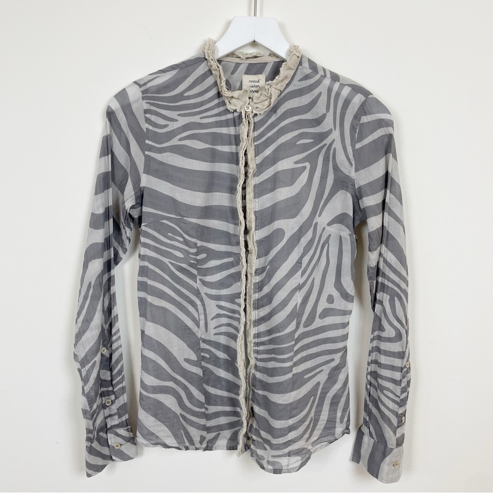 Coast Weber Ahaus Zebra Pattern Raw Edge Top Linen Flax Gray IT 42, US 6, Small